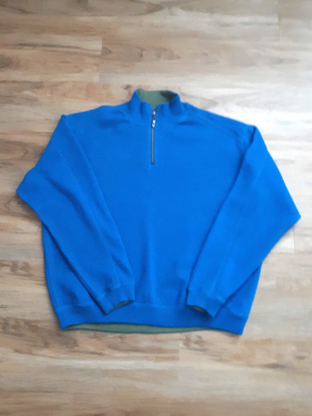 Tommy Bahama Reversable Ribbed Knit 1/4 Zip Mock Pullover Shirt Blue Green 2X